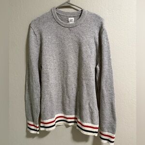 GAP Gray Crewneck Sweater w/ Striped Trim (Men’s M)